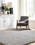 Unique Loom Solid Shag Collection Area Rug (5' 1" Square, Cloud Gray)