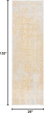 SAFAVIEH Evoke Collection Runner Rug - 2'2" x 11', Ivory & Gold, Distressed Design, Non-Shedding & Easy to Clean, Ideal for Foyer, Bedroom, Kitchen, Hallway (EVK256B)
