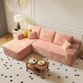 104" Cloud Sectional Couch with Chaise, Boneless L-Shaped Cloud Couch with Deep Seat, Soft Plush Modern Minimalist Sofa, Assembly Free Comfy Sofa for Office Living Room Apartment(Pink, Left Chaise)