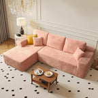 104" Cloud Sectional Couch with Chaise, Boneless L-Shaped Cloud Couch with Deep Seat, Soft Plush Modern Minimalist Sofa, Assembly Free Comfy Sofa for Office Living Room Apartment(Pink, Left Chaise)