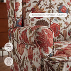 MELLCOM Floral Accent Chair, High Back Upholstered Armchair with Solid Legs, Leisure Single Sofa Chair for Living Room, Bedroom, Home Office, Red Floral