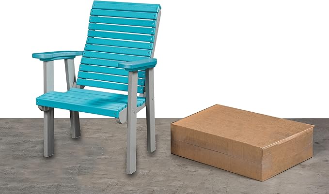 DutchCrafters Modern Horizontal Slat High Back Poly Outdoor Patio Chair (White & Cedar)