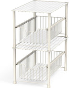 Simple Houseware Stackable Under Sink Cabinet Sliding Basket Organizer Drawer, White