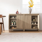 SICOTAS Sideboard Buffet Cabinet with Storage, Fluted Credenza Console Cabinet with Adjustable Shelves, Farmhouse Coffee Bar Storage Cabinets for Kitchen, Living Room, Entryway, Light Oak