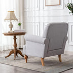 chairus Linen Accent Chair for Living Room Upholstered Mid Century Modern Single Sofa Chair with Solid Wood Legs Comfy Reading Chair Armchair for Bedroom/Office Room/Recption/Lounge, Grey