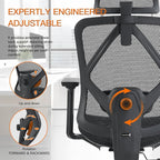 Ergonomic Office Chair with Lumbar Support, 3D Adjustable Armrest, Mesh Home Office Desk Chairs, Swivel Computer Chair, High Back Reclining Executive Office Chair,400lbs Capacity (Black)