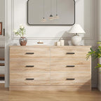 Bigbiglife Dresser for Bedroom, 6 Drawer Double Dresser, Modern Chest of Drawers with Deep Drawers, TV Stand Large Storage Organizer for Living Room, Closet (Light Oak)