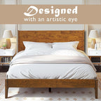 Acacia Haven King Wooden Bed Frame, 100% Solid Wood Platform Bed with Headboard, All Mattress Support & No Box Spring Needed, Effortless Assembly, 800 lbs Capacity, Caramel.