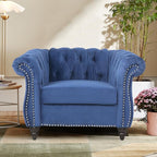 2 Piece Living Room Furniture Set, Velvet Loveseat and Chair Set, Mid Century Modern Upholstered Sofa Couch with Cushions, Comfy Tufted Chesterfield Couches for Living Room, Bedroom, Office