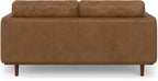 SIMPLIHOME Morrison Mid-Century Modern 72 inch Wide Sofa with Ottoman Set in Caramel Brown Genuine Leather for the Living Room and Family Room