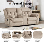 CANMOV Recliner Sofa Set, Manual Recliner Loveseat with Overstuffed Armrest for Living Room,Bedroom Furniture,Office,2 Seat Light Brown