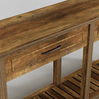 LITTLE TREE Modern Console Tables with 2 Drawers, Rustic 63 Inch Entryway Furniture, Behind Couch Table with Storage Shelf, for Living Room, Hallway, Entrance, Foyer, Rustic Brown
