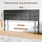 King/Cal King Size Upholstered Headboard, Adjustable Head Boards with LED Light & Charging Station, Bed Headboard Only, Attach Frame, Ideal for Bedroom, Dorm, Guest Room, Dark Grey