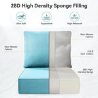 Luxury 6" Outdoor Cushions for Patio Furniture, 24x24x6" Thick Seat Cushion Set of 10, Fade Resistant Couch Chair Replacement Cushions High Density Deep Wicker Chair Cushion w/ Removable Cover, Teal