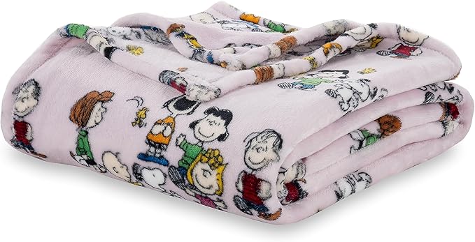 Berkshire Blanket Peanuts® VelvetLoft® Cute Character Snoopy Plush Blanket,Peanuts Laughing Robe Lilac,Twin 60 in x 90 in (Official Peanuts® Product)