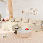 LEVELEVE 107" Cloud Sectional Couch with Deep Seat，Modern Modular Sofa with L-Shape Chaise，No Assembly Required, Upholstered Couches for Living Room Bedroom(Beige,Left Facing Chaise)