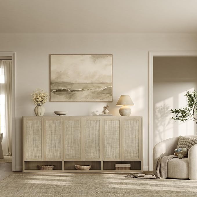 SICOTAS Rattan Shoe Storage Cabinet - Modular Shoe Cabinets with Door Tall Large Shoe Cabinet Storage for Entryway - 96.8" Wide Modular Cabinet for Hallway, Living Room