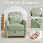 Modern Accent Chairs for Living Room, Comfy Chenille Armchairs with Storage, 33.5" W Single Reading Chairs for Bedroom, Study Room, Apartment, Tool Free Assembly, Sage Green