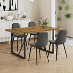 55'' Dining Table for 4-6, Wood Kitchen Table with Metal Legs, Dinner Table for 4-6 for Home Dining Room Living Room