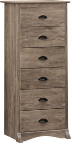 Prepac Salt Spring Rustic 6-Drawer Tall Dresser for Bedroom, Farmhouse Dresser Chest of Drawers 19" D x 23.25" W x 52.75" H, Drifted Gray, DDC-2354