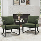 Accent Chairs Set of 2 for Living Room, Mid Century Modern Upholstered Reading Armchairs for Bedroom, Office, with Comfy Chenille Cushion & Metal Frame, Green