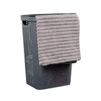Mind Reader 60L Slim Laundry Hamper, Clothes Basket, Lid, Ventilated, Plastic, Set of 2, Gray