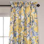 Lush Decor Dolores Light Filtering Window Panels, Pair, 52" W x 63" L, Yellow - Floral Curtains for Bedroom - Vintage Curtains - Coquette Room Decor