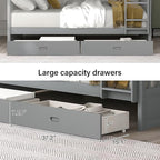 Merax Wood Bunk Bed with Drawers,Convertible Wood Bunk Bed with Ladders and Two Storage Drawers,Solid Wood Detachable Bed Frame with Ladders,Full Over Full,Grey