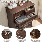 Farmhouse Bedroom Dresser and Nightstand Set of 4, 6 Drawer Tall & 5 Drawers Dresser & 2 Drawer Nightstand Set, Rustic Wood Bedroom Furniture Set for Livingroom, Hallway, Walnut