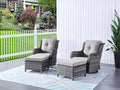 HUMMUH 4 Piece Outdoor Patio Furniture Set Wicker Conversation Bistro Set Swivel Rocker Chairs with 2pcs Ottomans for Backyard, Porch, Balcony