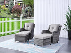 HUMMUH 4 Piece Outdoor Patio Furniture Set Wicker Conversation Bistro Set Swivel Rocker Chairs with 2pcs Ottomans for Backyard, Porch, Balcony