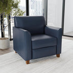 Flash Furniture Hercules Diplomat Series LeatherSoft Upholstered Side Reception Chair, Lobby Chair with Cushions and Flared Arms, Navy
