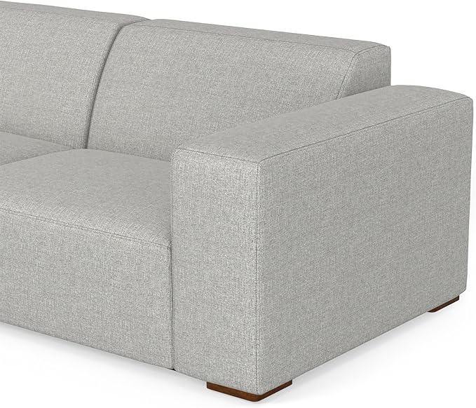 SIMPLIHOME Rex Left Corner Sectional Modular Sofa and Ottoman Set in 100% Recycled Polyester Tightly Woven Performance Fabric, Pale Grey, 116-inch-wide L-Shaped Sofa and 34-inch-Wide Ottoman