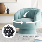 Swivel Accent Chair Set of 2,Upholstered Velvet 360° Swivel Barrel Chair for Living Room Overstuffed Bouncle Reading Chair Round Armchair for Bedroom,Vanity,Office (Blue)