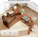 L Shaped Standing Desk,47" Home Office Desks, Executive, Farmhouse Computer Desk with 6 Drawers File Drawer, Rustic Computer Writing, Walnut