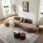 135.4" Oversized Curved Sofa, Modern Minimalist Comfy Sectional Couch, Upholsted Boucle Luxury Sofas Chaise, 6 Seater Modular Couches for Living Room Home Office Apartment (Left Facing,Camel)