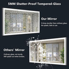 55x30 Inch LED Bathroom Mirror with Lights (Front Lit and Backlit) Black Framed Lighted Vanity Mirror for Bathroom Wall Dimmable Anti-Fog Memory Tempered Glass Horizontal/Vertical