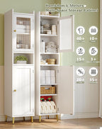 Bathroom Storage Cabinet, Bathroom Cabinet with 6 Shelves & 2 Doors, Tall Bathroom Storage Cabinet for Bathroom, Kitchen, Laundry Room, White