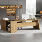 Tribesigns Modern L-Shaped Executive Desk, 78.7" L x 31.5" W x 29.5" H, Brown, 3 Drawers, 2 Shelves, Scratch Resistant, Home Office Desk