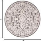 SAFAVIEH Reflection Collection Area Rug - 6'7" Round, Dark Grey & Cream, Non-Shedding & Easy Cleaning, Ideal for Living Room, Bedroom (RFT665B)