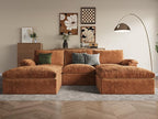 EASE MOOSE Oversized Cloud Couch Sectional Sofa, U-Shaped Modular Couch for Living Room, Minimalist Boneless Convertible Couches with Ottoman, 5-Seat Deep Sofas for Bedroom, Chenille (Brown)