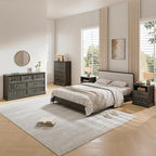 Farmhouse Dresser and Nightstand Sets, 4Pcs Bedroom Furniture Set, Nightstand Set of 2 & 55" Wide 7 Drawer and 44" Tall 5 Drawer Dresser with Large Drawers & Bar Handles, Grey