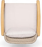 Christopher Knight Home Octavia Outdoor Club Chairs Set of 2, Acacia Wood Accent Chair with Cushion, Woven Rope Backrest Armchair, Solid Wood Frame Chair, Patio Chair for Porch Backyard, Beige+Teak