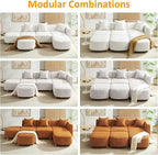 VANOMi 109.84" Modular Sectional Sofa with 3 Pillows, Convertible 5-Seater Comfy Boucle Cloud Couch with Ottoman, Modern Sectional Sofas for Living Room, Office, Apartment (Camel)