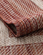 Unique Loom Outdoor Border Collection Area Rug - Soft Border (7' 10" Round Rust Red/Ivory)