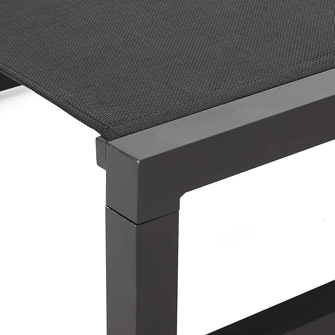 Christopher Knight Home Vivian Outdoor Aluminum Chaise Lounge with Mesh Seating (Set of 2), Black