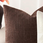 Foindtower Pack of 2 Textured Chenille Throw Decorative Pillow Covers Square Accent Solid Cushion Cover Neutral Farmhouse Lumbar Pillow Case for Couch Sofa Bedroom Living Room 12x24 Inch,Red Brown