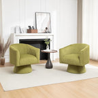 Swivel Accent Chair Set of 2, Modern 360° Swivel Barrel Chair, Corduroy Upholstered Single Sofa for Living Room, Bedroom(Mint Green)