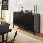 Best Choice Products 55" Modern 4-Door Sideboard Storage Cabinet, Buffet, Media Cabinet, Cupboard, Entryway Accent Table, Bookcase w/Reed Panels and Adjustable Shelves – Natural