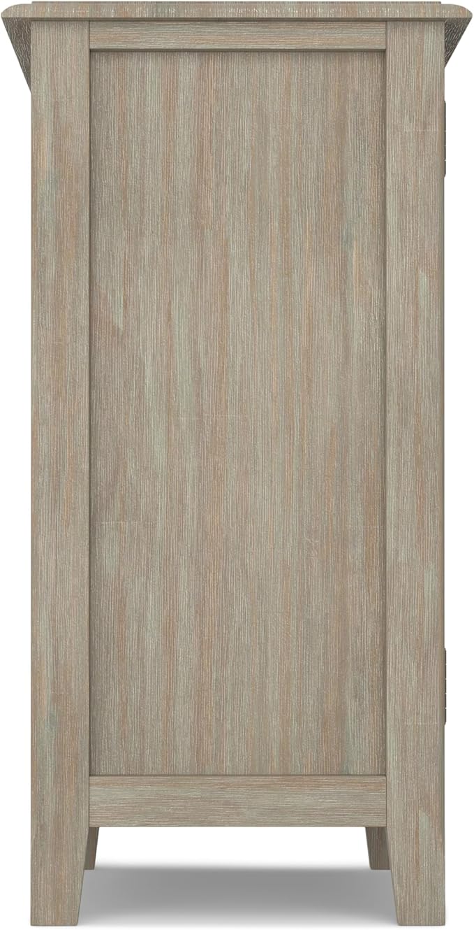 SIMPLIHOME Burlington SOLID WOOD 30 inch Wide Transitional Low Storage Cabinet in Distressed Grey for the Living Room, Entryway and Family Room